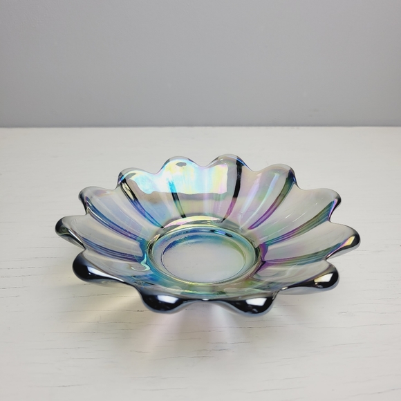 Vintage Federal Glass Smokey Purple Iridescent Carnival Glass Bon Bon Bowl - Picture 12 of 13